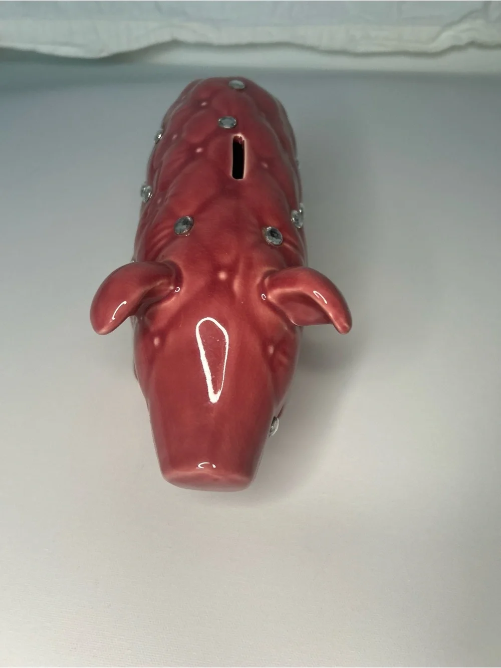 IMAX Corp Abilene Pink Quilted Rhinestone Ceramic Piggy Bank